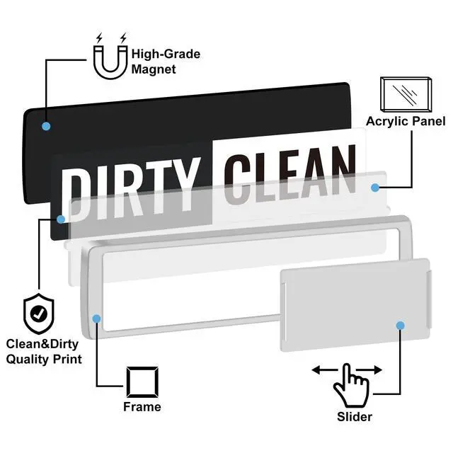 Alt view image 4 of 6 - Dishwasher Magnet Clean Dirty Sign, Upgrade Super Strong Clean Dirty Magnet for Dishwasher, Large Text Easy to Read Non-Scratch Magnetic Indicator Kitchen Decor, Silver