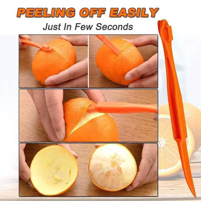 Alt view image 6 of 7 - Orange Peeler Tools - Plastic Orange Peeler Citrus Remover Easy Open Lemon Citrus Peel Cutter Vegetable Slicer Fruit Tools Kitchen Gadgets (Orange 2 Pack)
