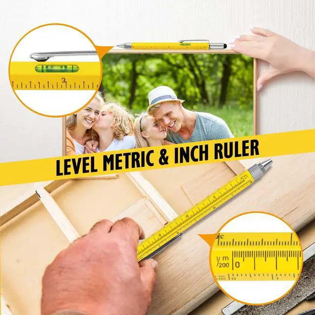 Alt view image 4 of 7 - Cool Pen Gifts for Men, 6-in-1 Multi Tool Tech Pen Gadgets Tools for Men, Personalized Gifts for Him, Funny Gift for Christmas, Father's Day Valentines or Birthdays Gifts (Yellow)