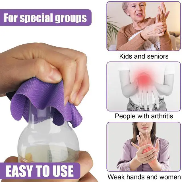 Alt view image 6 of 7 - 4pcs Jar Opener Gripper Pad for Seniors with Weak Hands, Rubber | Multi-function Silicone Bottle Opener Lid Cap Rubber Gripper Pads Kitchen Coasters Gadgets, Green, Purple