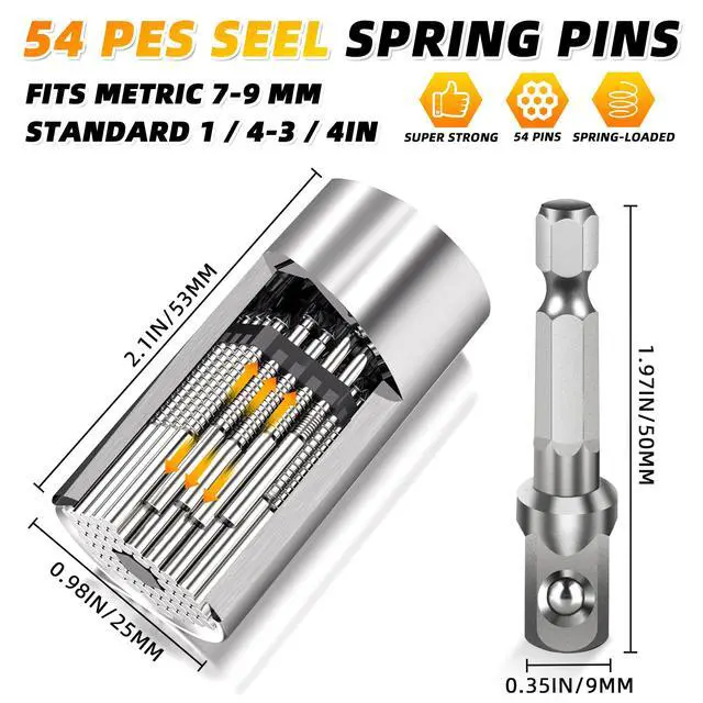 Alt view image 2 of 6 - Stocking Stuffers for Men Gifts for Men Super Universal Socket Tools | Grip Socket Set With Power Drill Adapter (7-9MM) Cool Stuff Gadgets Gifts for Father Husband Mens Gifts Christmas