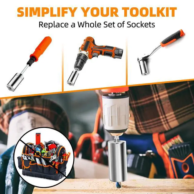 Alt view image 5 of 6 - Stocking Stuffers for Men Gifts for Men Super Universal Socket Tools | Grip Socket Set With Power Drill Adapter (7-9MM) Cool Stuff Gadgets Gifts for Father Husband Mens Gifts Christmas
