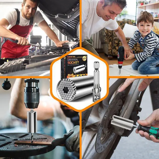 Alt view image 6 of 6 - Stocking Stuffers for Men Gifts for Men Super Universal Socket Tools | Grip Socket Set With Power Drill Adapter (7-9MM) Cool Stuff Gadgets Gifts for Father Husband Mens Gifts Christmas