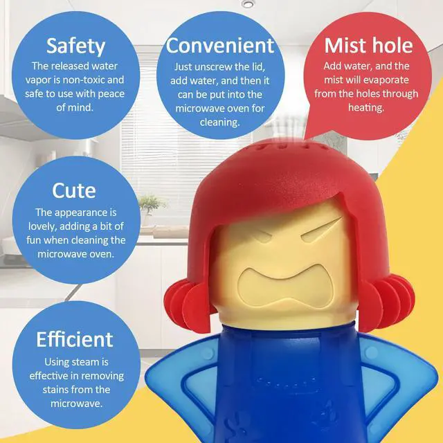 Alt view image 2 of 7 - Microwave Cleaner Microwave Oven Cleaner High Temperature Steam Cleaning Equipment Tool Fridge Deodorized Easily Crud Steam Cleans Add Vinegar and Water Angry Mama (Blue)