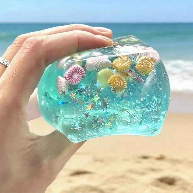 Alt view image 2 of 4 - Soft Maltose Slow Rebound Stress Relief Cube, Seashell Shaped Squeeze Decompression Gadget, Portable Squishy Stress Balls for Adults, Ideal for Office, Home & Party Use