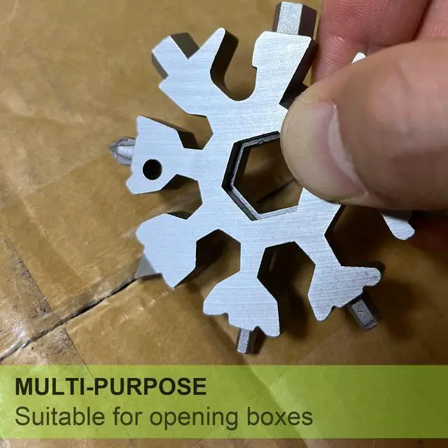 Alt view image 5 of 7 - Stocking Stuffers for Men, 18 in 1 Snowflake Multi Tool, Stainless Steel Snowflake Multitool, Cool Gadgets for Outdoor Travel Camping Daily Silver