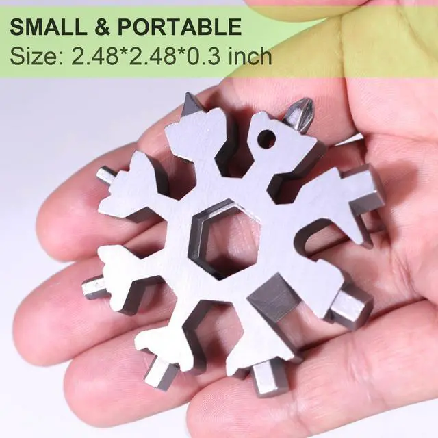 Alt view image 7 of 7 - Stocking Stuffers for Men, 18 in 1 Snowflake Multi Tool, Stainless Steel Snowflake Multitool, Cool Gadgets for Outdoor Travel Camping Daily Silver