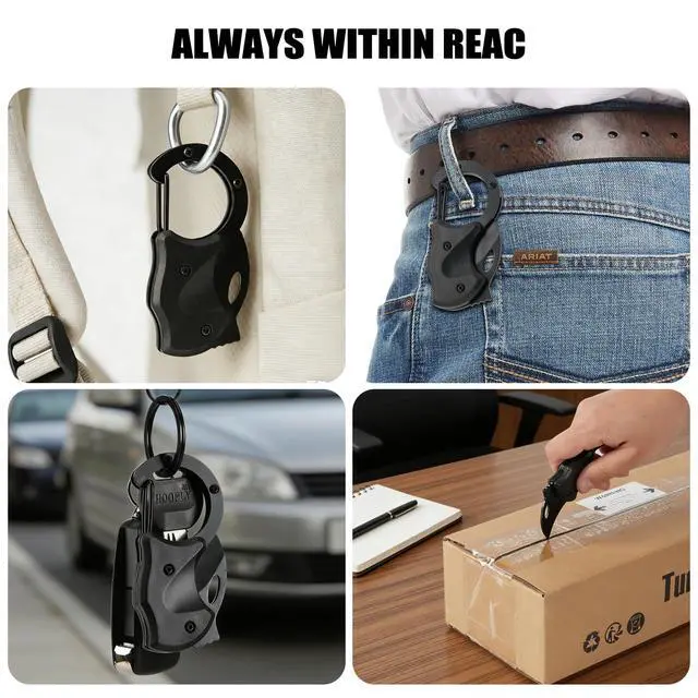 Alt view image 2 of 7 - Keychain Tool - Mini Box Cutter, Compact EDC & Package Opener for Men, Multi-Function Camping Fishing Hiking Gadget, Gifts for Brother Husband (Black)