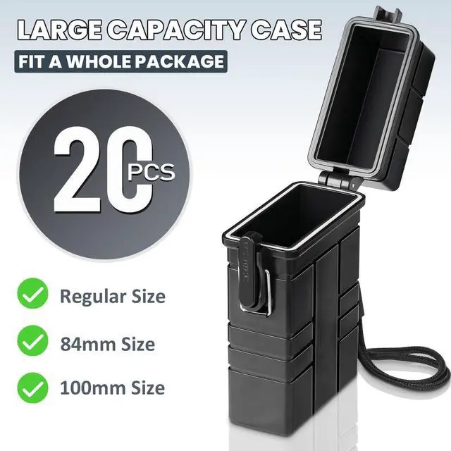 Alt view image 4 of 7 - Waterproof Case, Airtight Holder Case, EDC Survival Container | 20 Capacity for Whole Package 84-100mm Size, Match Seal Storage, Dry Box for Fishing Kit, Cool Gadgets for Men Women Camping