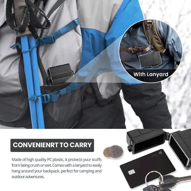 Alt view image 7 of 7 - Waterproof Case, Airtight Holder Case, EDC Survival Container | 20 Capacity for Whole Package 84-100mm Size, Match Seal Storage, Dry Box for Fishing Kit, Cool Gadgets for Men Women Camping