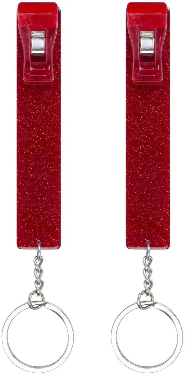 Main image of Newest Upgraded 2PCS Credit Card Puller, Cute Debit Bank Card Grabber for Long Nails ATM Keychain Women with Plastic Clip (Red + Red)