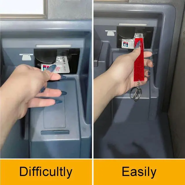 Alt view image 4 of 6 - Newest Upgraded 2PCS Credit Card Puller, Cute Debit Bank Card Grabber for Long Nails ATM Keychain Women with Plastic Clip (Red + Red)