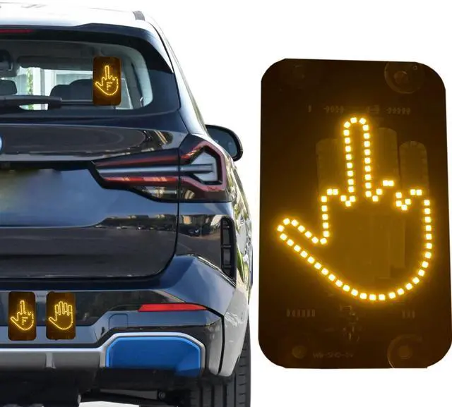 Main image of LED Middle Finger Sign for Car, Truck, Thank You Lights, Thumb Up Down Light, Cool Car Interior Light to Express Yourself, Cool Funny Car Accessories Gadgets