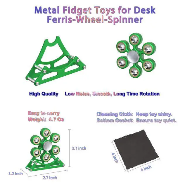Alt view image 2 of 7 - Desk Toys for Fidget Ferris-Wheel Spinner: 4mins Metal Cool-Gadgets Kinetic-Toy, Cool-Stuff for Kid Children Teen Adult EDC-Toy, ADHD Tools Stress Relief for Office Home School Men Woman Christmas