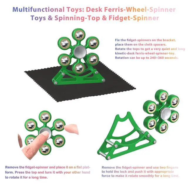 Alt view image 3 of 7 - Desk Toys for Fidget Ferris-Wheel Spinner: 4mins Metal Cool-Gadgets Kinetic-Toy, Cool-Stuff for Kid Children Teen Adult EDC-Toy, ADHD Tools Stress Relief for Office Home School Men Woman Christmas