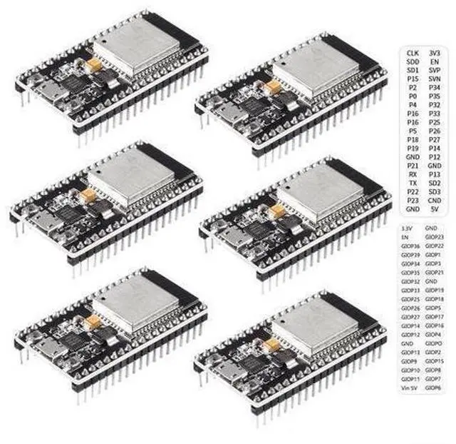 Main image of 6Pcs ESP32 Development Board WiFi + Bluetooth Microcontroller Dual Cores ESP-32 ESP-32S Board ESP-WROOM-32 CP2102 Chip 38Pin Narrow Version 2 in 1 Dual Core Low Power Consumption ESP-32S
