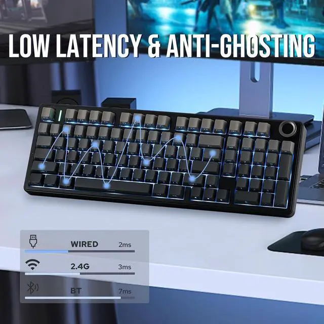 Alt view image 4 of 7 - X Aula F99 PRO Wireless Gaming Keyboard Nimbus Switch+35 Pieces Wisteria V2 Linear 38gf Keyboard Switches Set