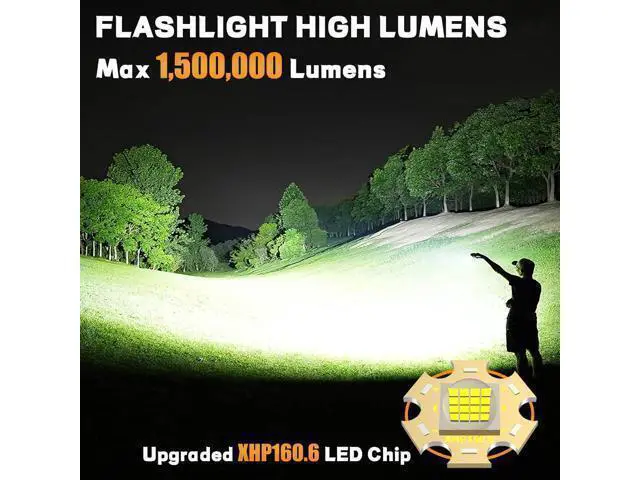 Alt view image 2 of 7 - Rechargeable Flashlights 1500000 High Lumens,Super Bright LED Flashlight,Tactical Powerful Waterproof Handheld Flashlights with Zoomable 6 Modes,Output Funtion & 24H Long Life for Emergencies Camping