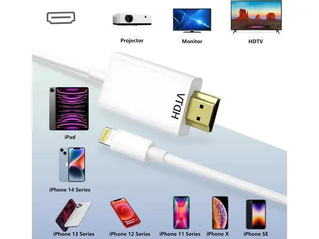 Alt view image 6 of 7 - Lightning to HDMI Cable for iPhone Digital AV Adapter 1080P HD Video Sync Screen Connector iPhone to HDMI for TV Projector Monitor 6.6FT