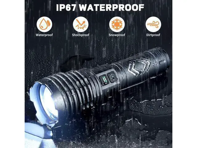 Alt view image 6 of 7 - Rechargeable Flashlights 1500000 High Lumens,Super Bright LED Flashlight,Tactical Powerful Waterproof Handheld Flashlights with Zoomable 6 Modes,Output Funtion & 24H Long Life for Emergencies Camping