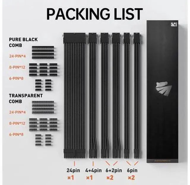 Alt view image 2 of 7 - ASIAHORSE 16AWG PSU Cable Extension Power Cords, Customized Power Supply Mod Sleeve Extension Cable, ATX/EPS/8-pin PCI-E/6-pin PCI-E for PSU Cable