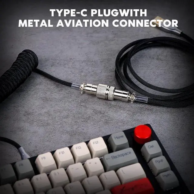 Alt view image 13 of 14 - x Aula F65 65% Wireless Mechanical Keyboard+Black Mix 1.8m Coiled Keyboard Cable with Detachable Metal Aviator