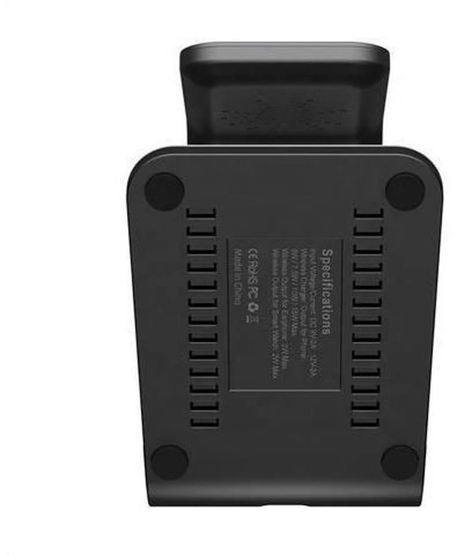 Alt view image 5 of 6 - 15W 3-in-1 Magnetic Wireless Charger for Apple iPhone and Watch Black