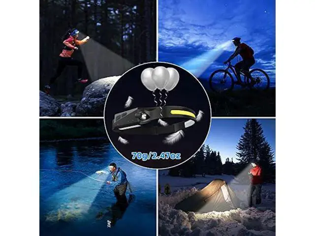 Alt view image 6 of 6 - UUYEE Headlamp Rechargeable 3Pack, LED Headlamp Flashlight with Motion Sensor, 230° COB Wide Beam Head Lamp, 5Mode Head Lights for Forehead Waterproof, Bright Headlamps for Adults Running Camping