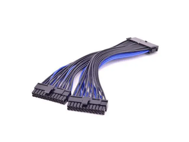 Alt view image 2 of 3 - 24Pin 1 to 2 Power Supply Extension Cable ATX 24 Pin Male to Female Power Port Cable 20+4 Pin Desktop Internal PSU cable