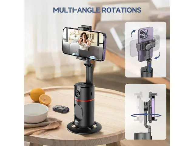 Alt view image 4 of 7 - Auto Face Tracking Tripod, No App, Smart Shooting Phone Holder with Remote, 360° Rotation Body Phone Camera Mount with Phone Holder Body Smart Tracking Tripod for Vlog/TIK Tok, Rechargeable Battery