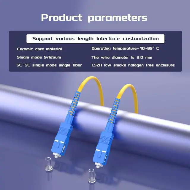 Alt view image 5 of 5 - 75Meters 246ft SC/UPC-SC/UPC Single-Mode Fiber Optic Cable SC to SC OS2 Jumper Optical Patch Cord Simplex 9/125um Yellow SC-SC