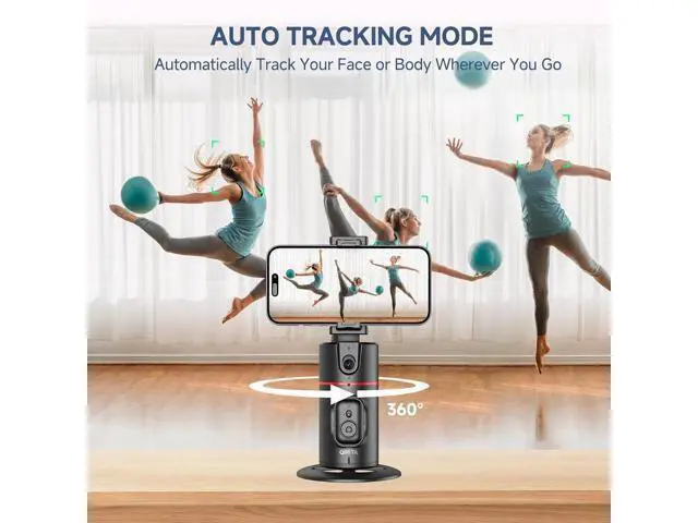 Alt view image 3 of 7 - Auto Face Tracking Tripod, No App, Smart Shooting Phone Holder with Remote, 360° Rotation Body Phone Camera Mount with Phone Holder Body Smart Tracking Tripod for Vlog/TIK Tok, Rechargeable Battery