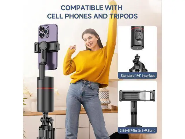 Alt view image 6 of 7 - Auto Face Tracking Tripod, No App, Smart Shooting Phone Holder with Remote, 360° Rotation Body Phone Camera Mount with Phone Holder Body Smart Tracking Tripod for Vlog/TIK Tok, Rechargeable Battery