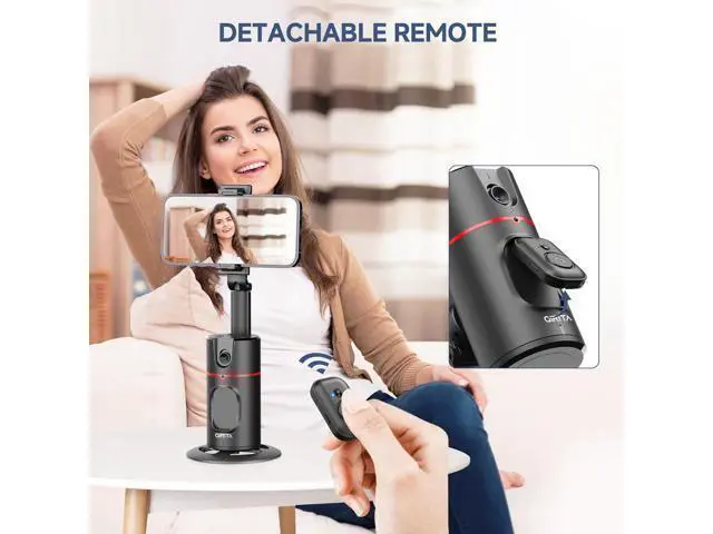 Alt view image 7 of 7 - Auto Face Tracking Tripod, No App, Smart Shooting Phone Holder with Remote, 360° Rotation Body Phone Camera Mount with Phone Holder Body Smart Tracking Tripod for Vlog/TIK Tok, Rechargeable Battery