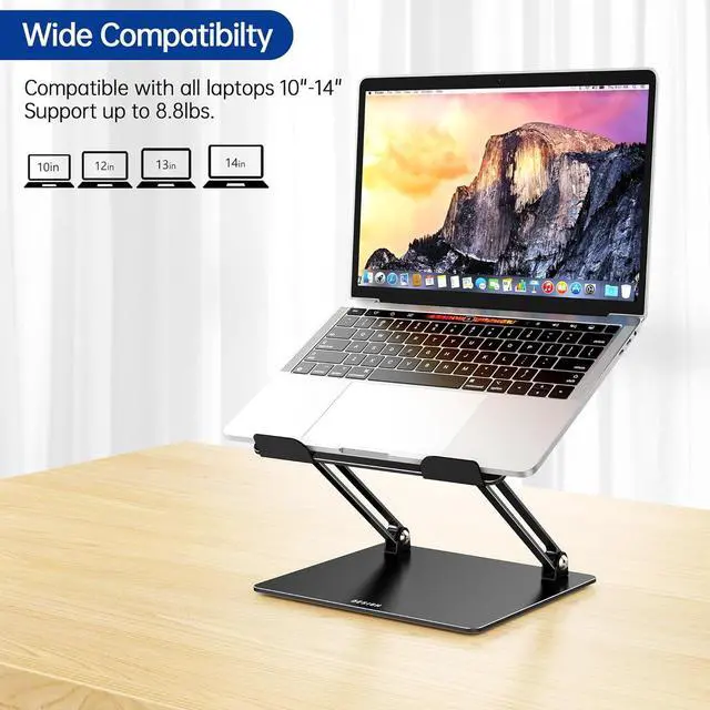 Alt view image 3 of 7 - LS10 Aluminum Laptop Stand Ergonomic Adjustable Notebook Tablet Stand Computer Holder Compatible with Air Pro HP More 10-14 Laptops Black