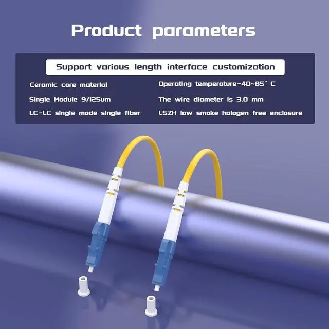 Alt view image 5 of 5 - 30Meters 100ft LC/UPC-LC/UPC Single-Mode Fiber Optic Cable LC to LC OS2 Jumper Optical Patch Cord Simplex 9/125um Yellow LC-LC