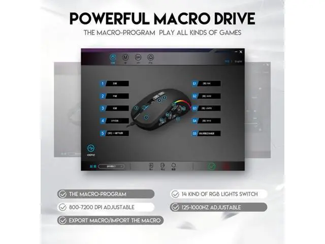 Alt view image 2 of 4 - WISDUM Gaming Mouse USB Wired, RGB Backlit PC Mouse Computer Mice with 14 RGB LED Modes, 7200 DPI Adjustable, 10 Programmable Buttons, Ergonomic USB Optical Mouse for Windows MacOS Laptop Gamer