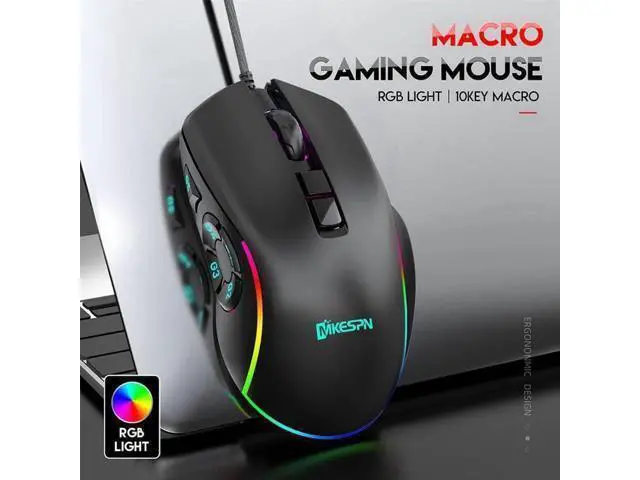 Alt view image 3 of 4 - WISDUM Gaming Mouse USB Wired, RGB Backlit PC Mouse Computer Mice with 14 RGB LED Modes, 7200 DPI Adjustable, 10 Programmable Buttons, Ergonomic USB Optical Mouse for Windows MacOS Laptop Gamer