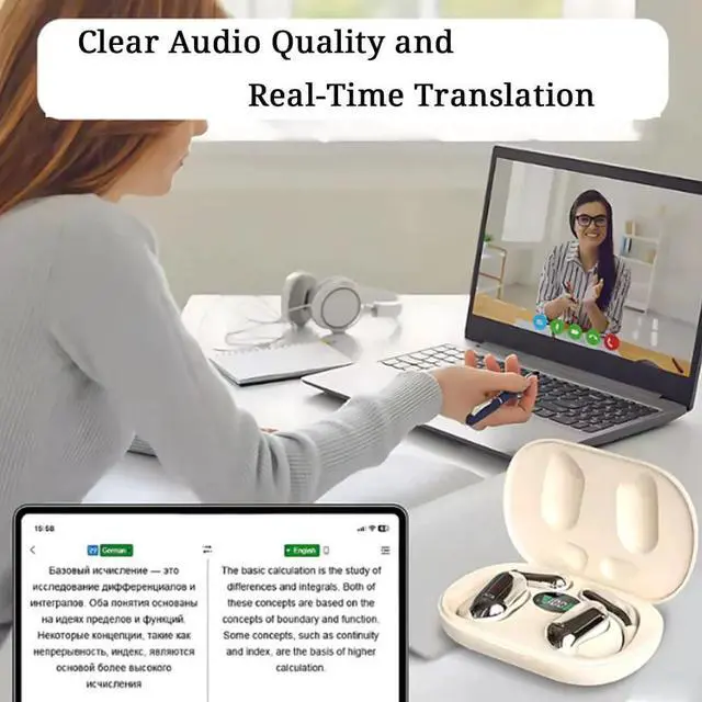 Alt view image 5 of 7 - Aviorra Ai Translator Earbuds, Verbabuds Ai Translator Earbuds Real Time, Earbud Translator in Real Time, Multi-Language Smart Translation Bluetooth Headset, 144 Ai Language Translator (White)