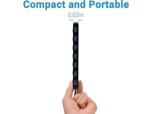 Alt view image 6 of 7 - 7-Port USB 3.0 Hub Splitter USB Extender Ultra Slim Data USB Hub with Individual Power Switch and LEDs