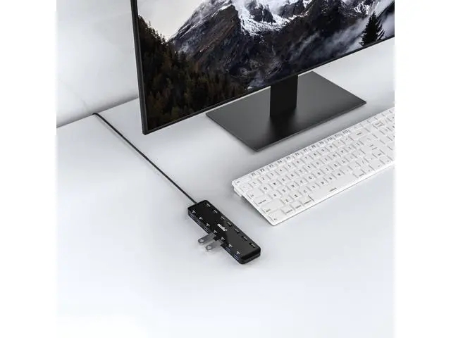 Alt view image 7 of 7 - 7-Port USB 3.0 Hub Splitter USB Extender Ultra Slim Data USB Hub with Individual Power Switch and LEDs