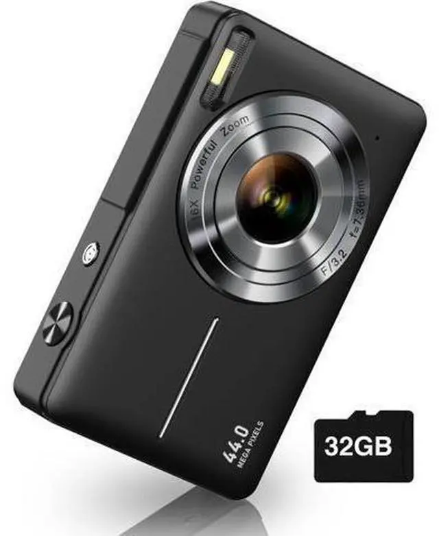 Main image of Digital Camera, FHD 1080P Kids Camera 44MP Point and Shoot Digital Cameras with 32GB SD Card, 16X Zoom, Two Batteries, Lanyard, Compact Small Camera for Kids Boys Girls