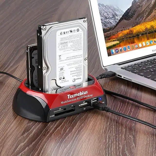 Alt view image 2 of 7 - Hard Drive Docking Station TCCS862US USB 20 to 25 35 Inch SATA IDE Dual Slots External Enclosure with All in 1 Card Reader and USB 20 Hub for 25 35 IDE SATA IIIIII HDD SSD