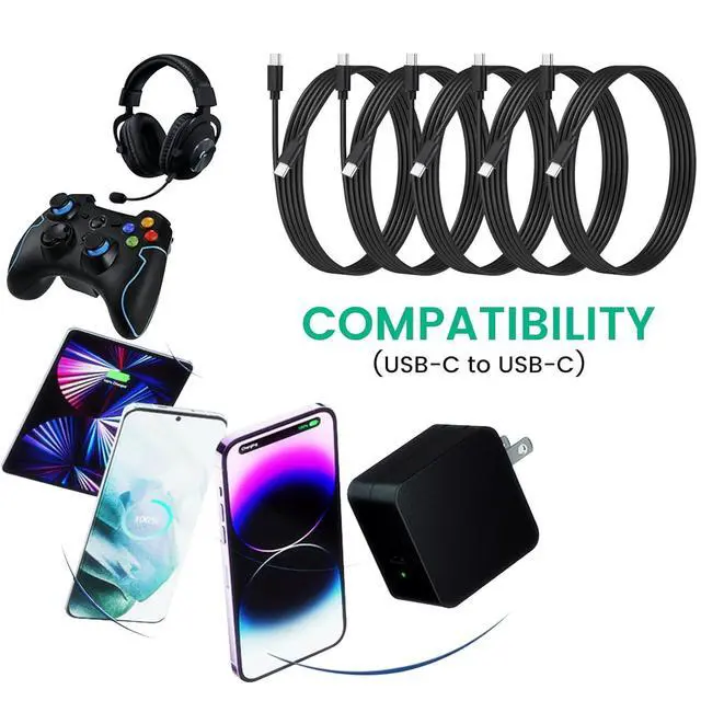 Alt view image 2 of 6 - 20-Pack USB C 48W PD Fast Charger Cable - Multipack USB-C to Type C Charging Cords Bulk 3.3ft