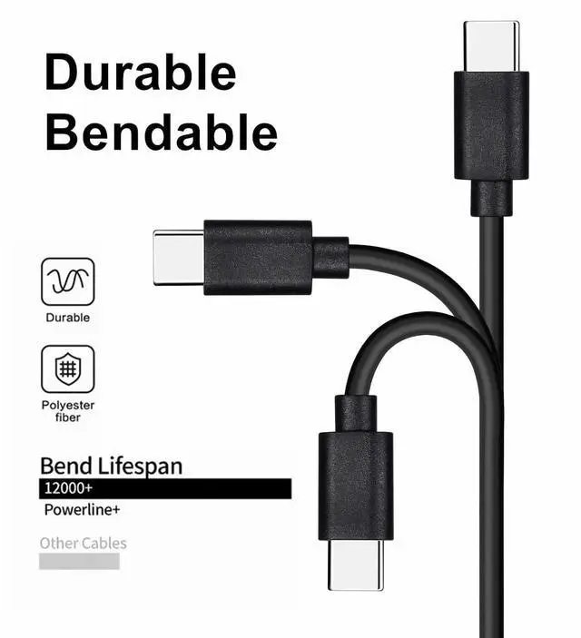Alt view image 4 of 6 - 20-Pack USB C 48W PD Fast Charger Cable - Multipack USB-C to Type C Charging Cords Bulk 3.3ft