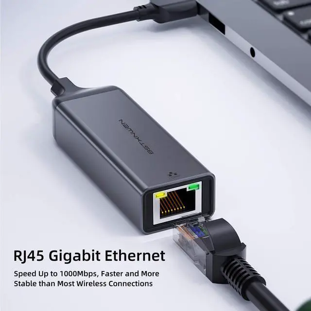 Alt view image 2 of 7 - USB Ethernet Adapter Network Adapter USB 3.0 to Network Gigabit RJ45 LAN 10/100/1000 Mbps Adapter Converter for Nintendo Switch MacBook Mac Pro Mini iMac XPS Surface Pro Notebook PC