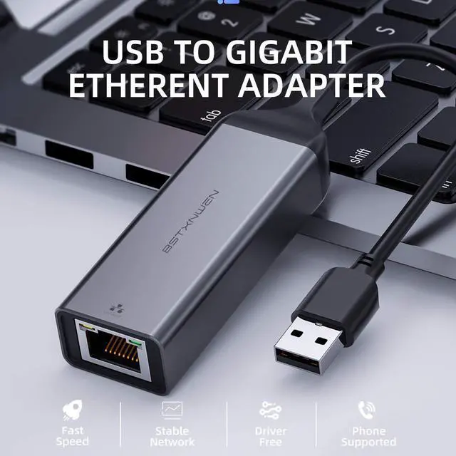 Alt view image 3 of 7 - USB Ethernet Adapter Network Adapter USB 3.0 to Network Gigabit RJ45 LAN 10/100/1000 Mbps Adapter Converter for Nintendo Switch MacBook Mac Pro Mini iMac XPS Surface Pro Notebook PC