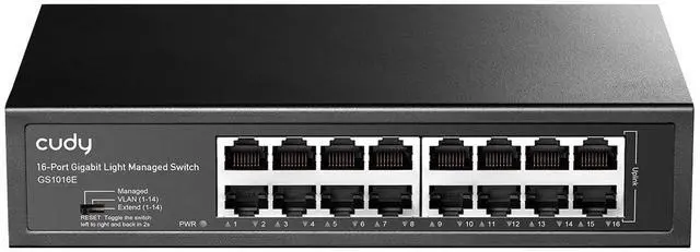 Main image of GS1016E 16 Port Light Smart Managed Gigabit Switch Plug & Play, Sturdy Metal w/Shielded Ports QoS, VLAN, IGMP LAG, Rack-Mountable Steel Case