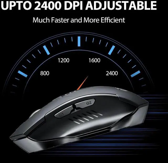Alt view image 3 of 5 - DIXSG Wireless Mouse, Rechargeable 2.4G RF Wireless Mouse, Upgraded Visible Battery, 2400 DPI, Silent Ergonomic Computer Wireless Mouse for Laptop, Mac, PC etc.