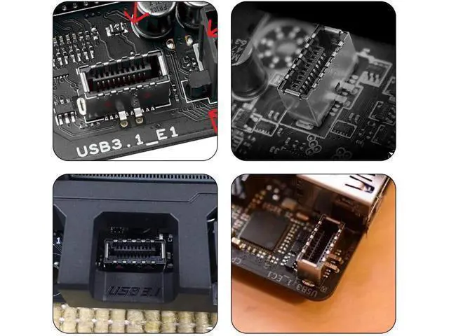 Alt view image 5 of 7 - J USB 3.1 Front Panel Header 19Pin to USB-C & USB 3.0 HUB 4 Ports Front Panel Motherboard Cable Compatible for 3.5 Floppy Bay